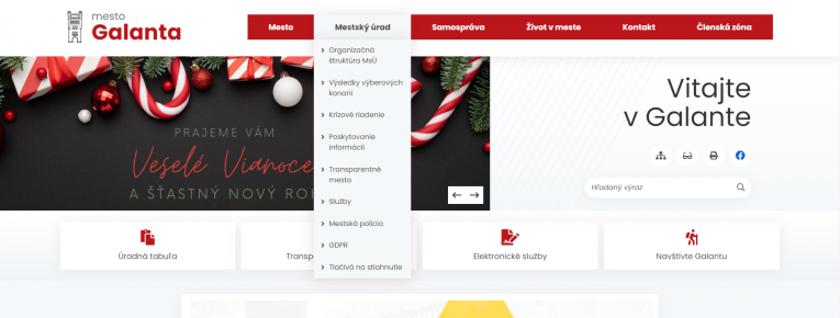 zvislé rozbaľovacie menu