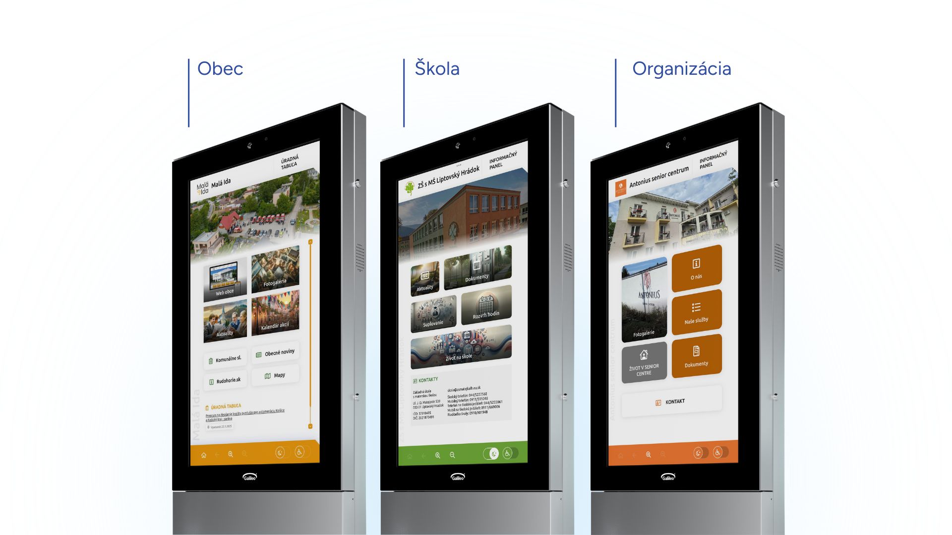 Technická podpora digitálnych úradných tabúľ pre mestá, obce, školy a príspevkové organizácie | Galileo Corporation
